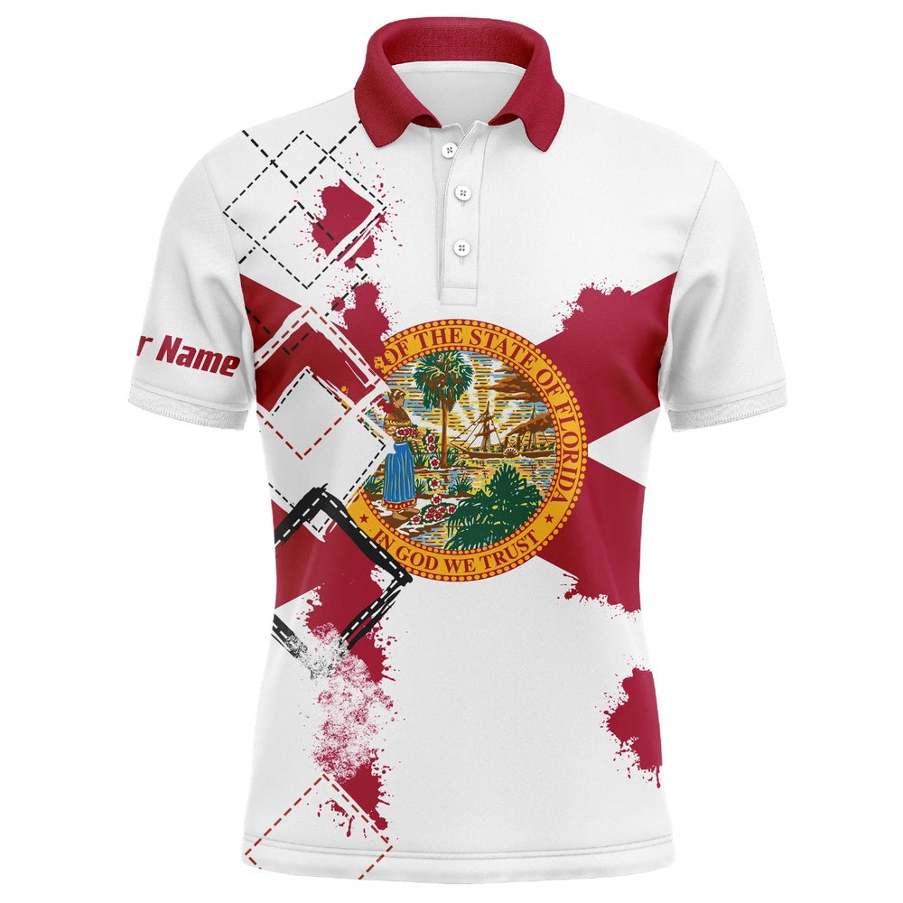 Golf Polo shirts, Mens Golf Polo Shirts Florida Flag Patriot Custom Name Golf Shirts For Men, Gift For The Golfers