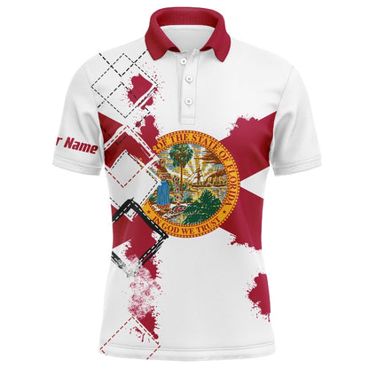 Golf Polo shirts, Mens Golf Polo Shirts Florida Flag Patriot Custom Name Golf Shirts For Men, Gift For The Golfers