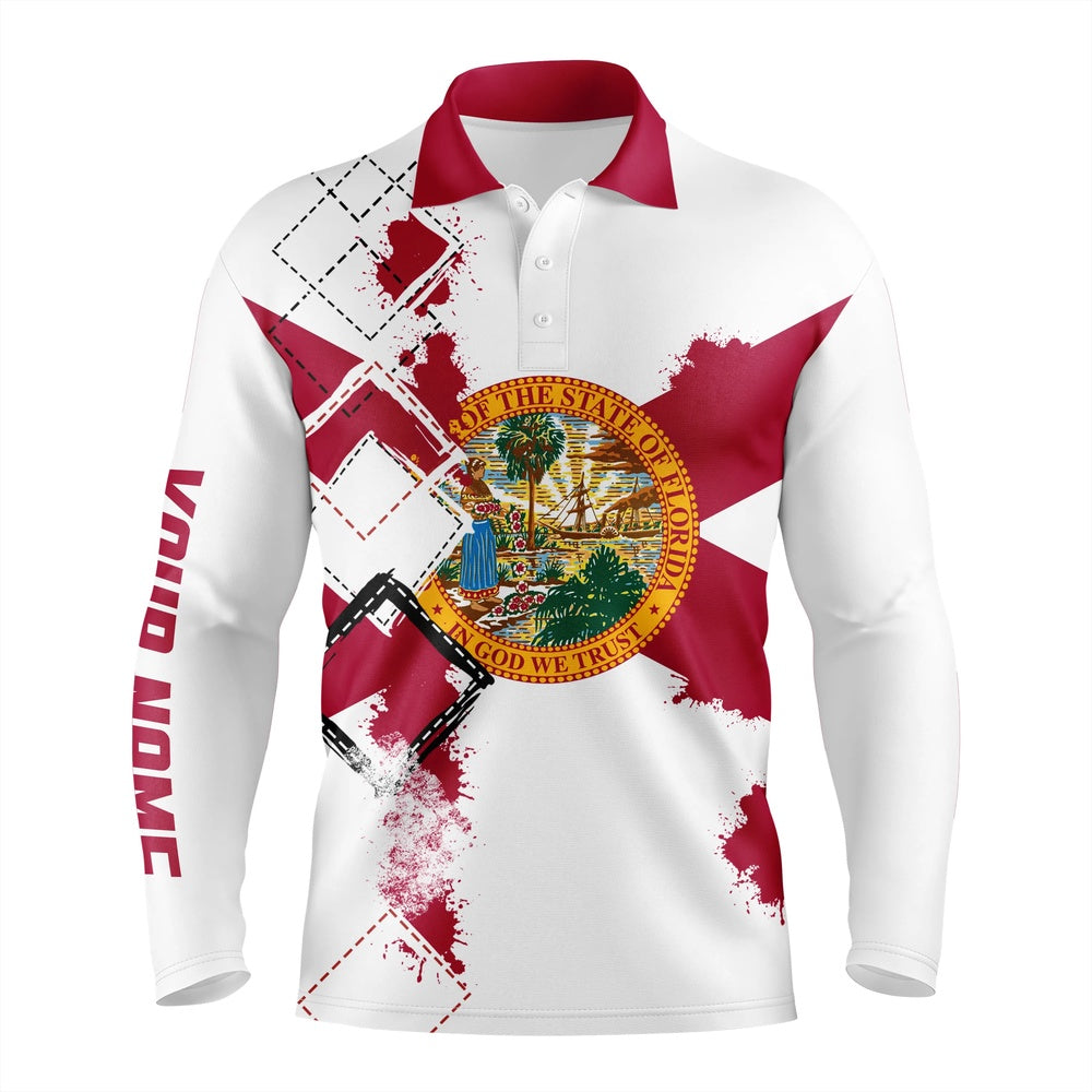 Golf Polo shirts, Mens Golf Polo Shirts Florida Flag Patriot Custom Name Golf Shirts For Men, Gift For The Golfers