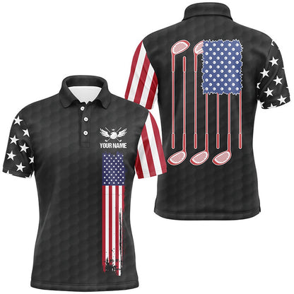 Golf Polo shirts, Mens Golf Polo Shirts Golf Clubs American Flag Custom Patriotic Black Golf Shirt For Mens