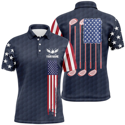 Golf Polo shirts, Mens Golf Polo Shirts Golf Clubs American Flag Custom Patriotic Golf Shirt For Mens Navy