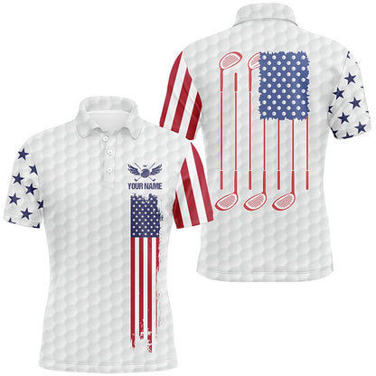 Golf Polo shirts, Mens Golf Polo Shirts Golf Clubs American Flag Custom Patriotic White Golf Shirt For Mens