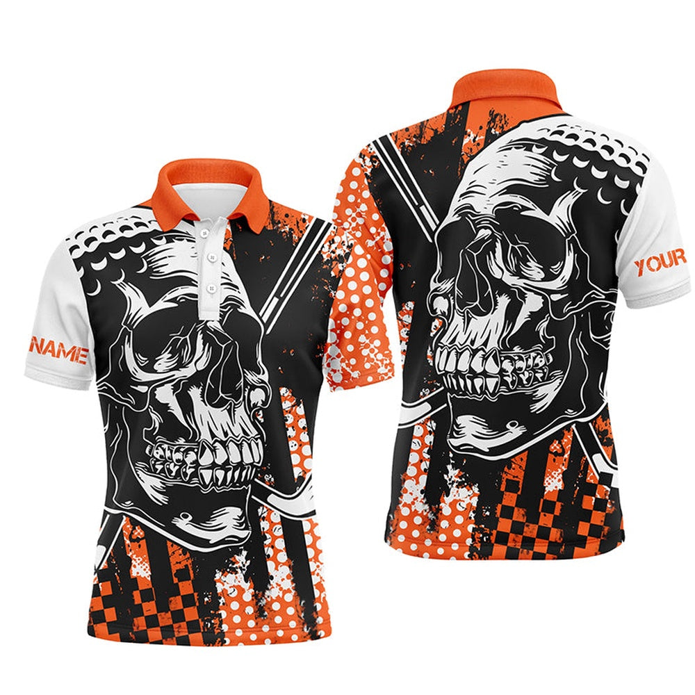 Golf Polo shirts, Mens Golf Polo Shirts Golf Skull Golf Clothes For Men For Men Orange