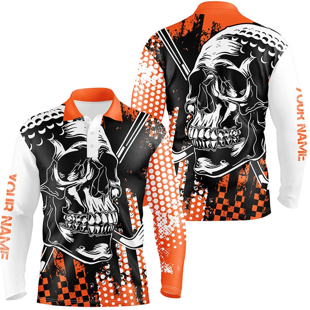 Golf Polo shirts, Mens Golf Polo Shirts Golf Skull Golf Clothes For Men For Men Orange