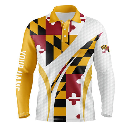 Golf Polo shirts, Mens Golf Polo Shirts Maryland Flag Custom White Golf Ball Skin Patriot Mens Golf Wears