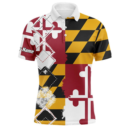 Golf Polo shirts, Mens Golf Polo Shirts Maryland Flag Patriot Custom Name Golf Shirts For Men, Gift For The Golfers