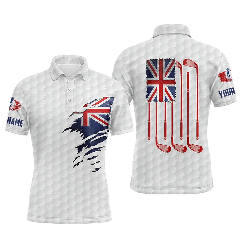 Golf Polo shirts, Mens Golf Polo Shirts New Zealand Flag Patriot Custom Name Vintage Flag Golf Clubs Golf Outfit Men