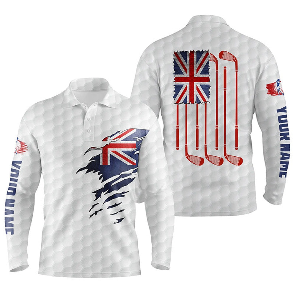 Golf Polo shirts, Mens Golf Polo Shirts New Zealand Flag Patriot Custom Name Vintage Flag Golf Clubs Golf Outfit Men