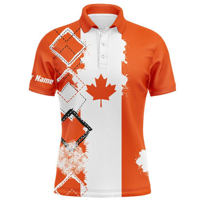 Golf Polo shirts, Mens Golf Polo Shirts Orange Canada Flag Patriot Custom Name Golf Shirts For Men, Gift For The Golfers