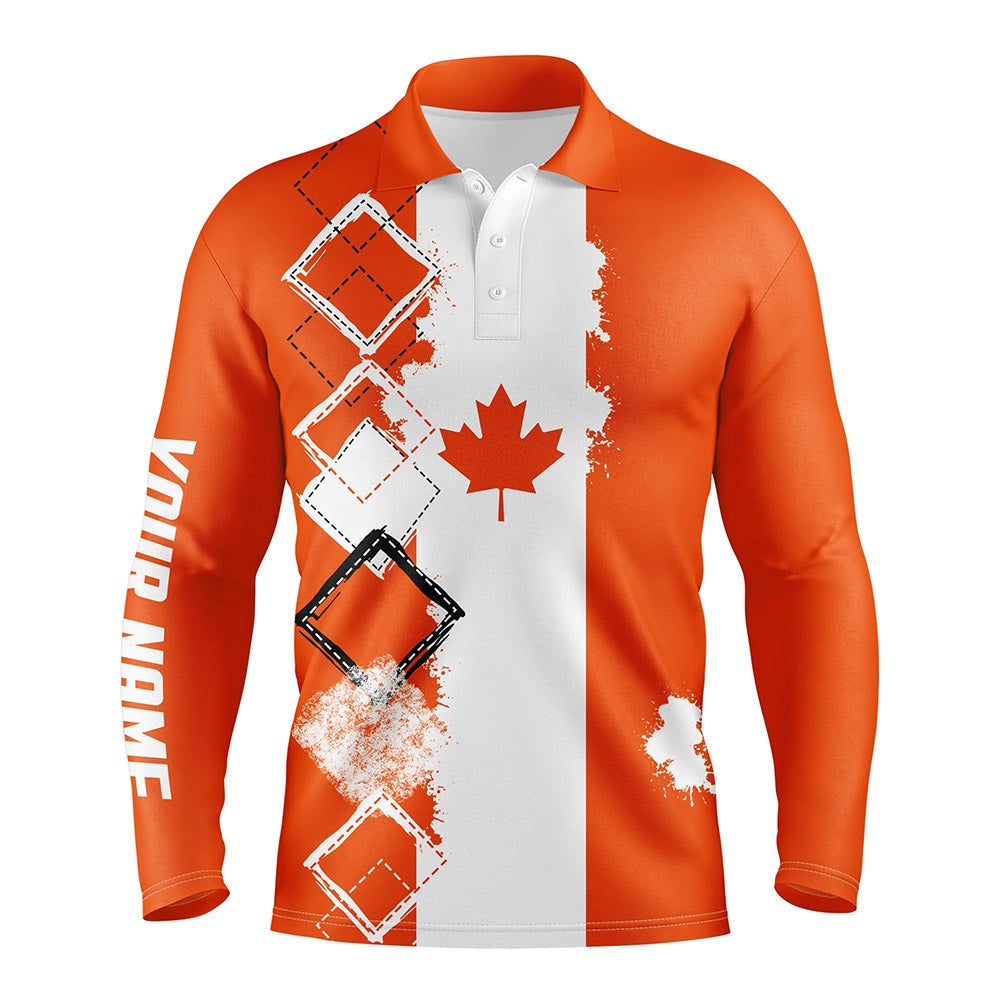 Golf Polo shirts, Mens Golf Polo Shirts Orange Canada Flag Patriot Custom Name Golf Shirts For Men, Gift For The Golfers