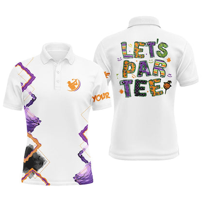 Golf Polo shirts, Mens Golf Polo Shirts Orange Purple Custom Let'S Par Tee Halloween White Golf Shirts