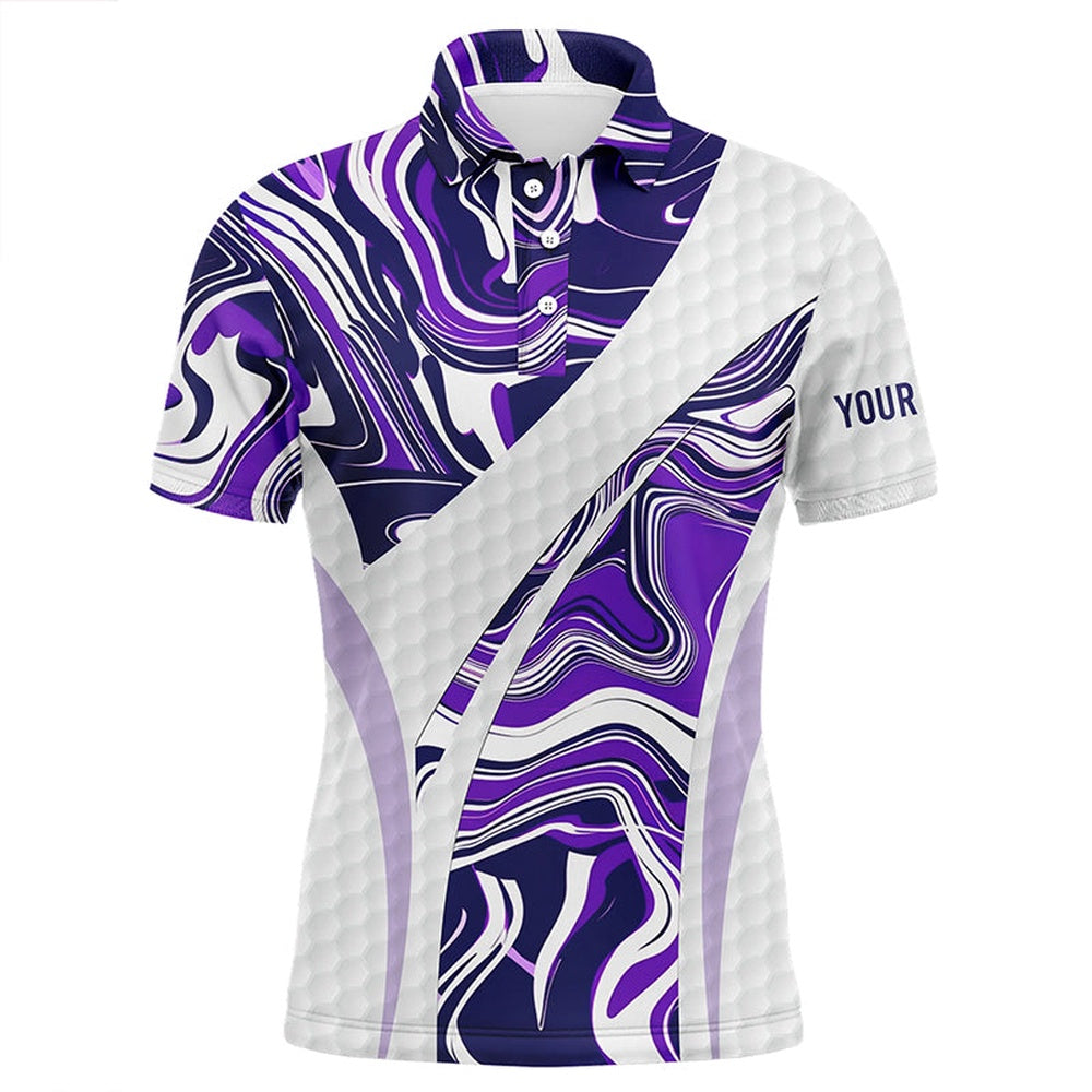 Golf Polo shirts, Mens Golf Polo Shirts Purple Camo Custom White Golf Ball Skin Mens Golf Tops, Gifts For The Golfer