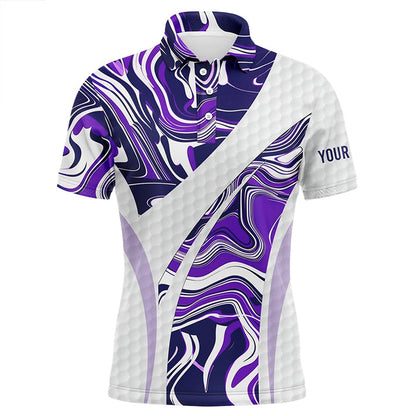 Golf Polo shirts, Mens Golf Polo Shirts Purple Camo Custom White Golf Ball Skin Mens Golf Tops, Gifts For The Golfer