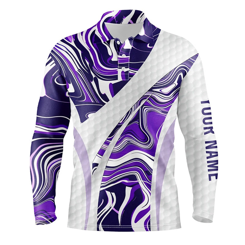 Golf Polo shirts, Mens Golf Polo Shirts Purple Camo Custom White Golf Ball Skin Mens Golf Tops, Gifts For The Golfer
