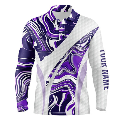 Golf Polo shirts, Mens Golf Polo Shirts Purple Camo Custom White Golf Ball Skin Mens Golf Tops, Gifts For The Golfer