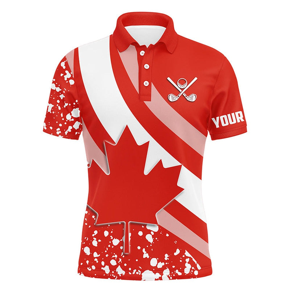 Golf Polo shirts, Mens Golf Polo Shirts Red Canada Flag Maple Leaf Custom Team Golf Shirts, Canadian Patriot Golf Tops