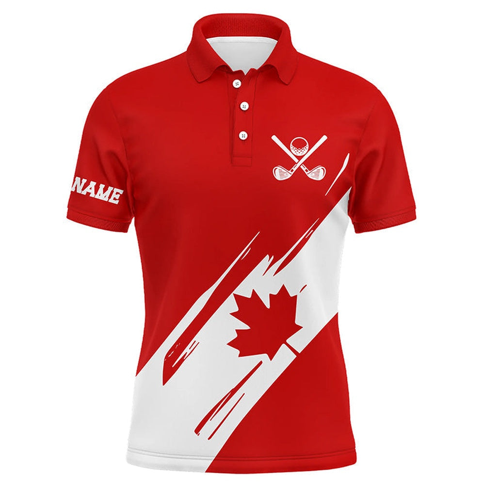 Golf Polo shirts, Mens Golf Polo Shirts Red Canada Flag Maple Leaf Patriot Custom Team Golf Shirts, Canadian Golf Tops