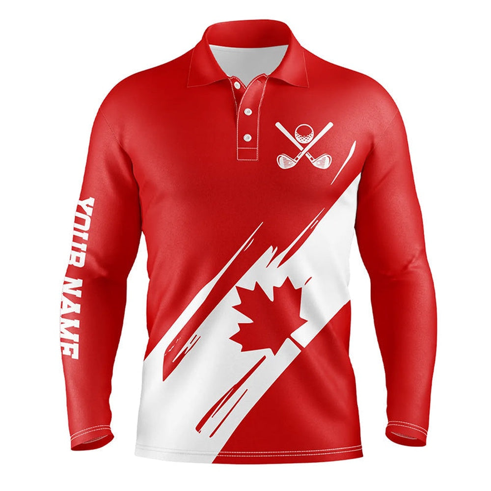 Golf Polo shirts, Mens Golf Polo Shirts Red Canada Flag Maple Leaf Patriot Custom Team Golf Shirts, Canadian Golf Tops
