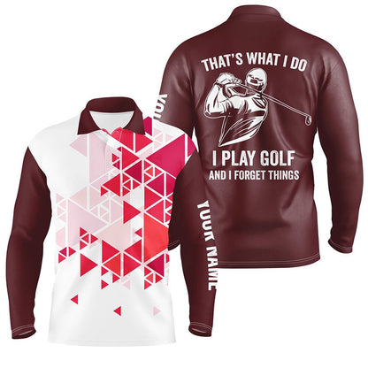 Golf Polo shirts, Mens Golf Polo Shirts Red Triangle Pattern Custom That'S What I Do, I Play Golf And I Forget Things