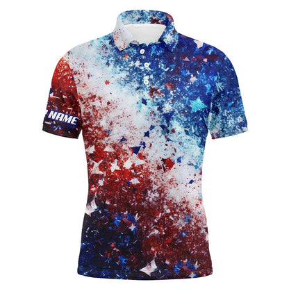 Golf Polo shirts, Mens Golf Polo Shirts Red, White And Blue Stars Pattern Custom Golf Shirts For Mens