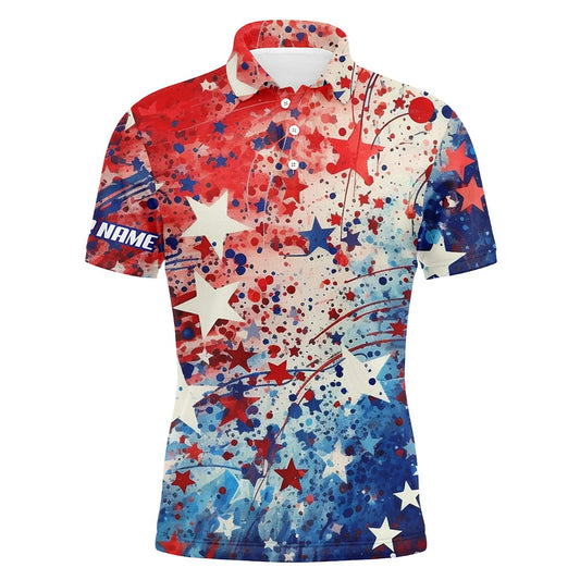 Golf Polo shirts, Mens Golf Polo Shirts Red, White And Blue Stars Pattern Custom Patriotic Golf Shirt For Mens