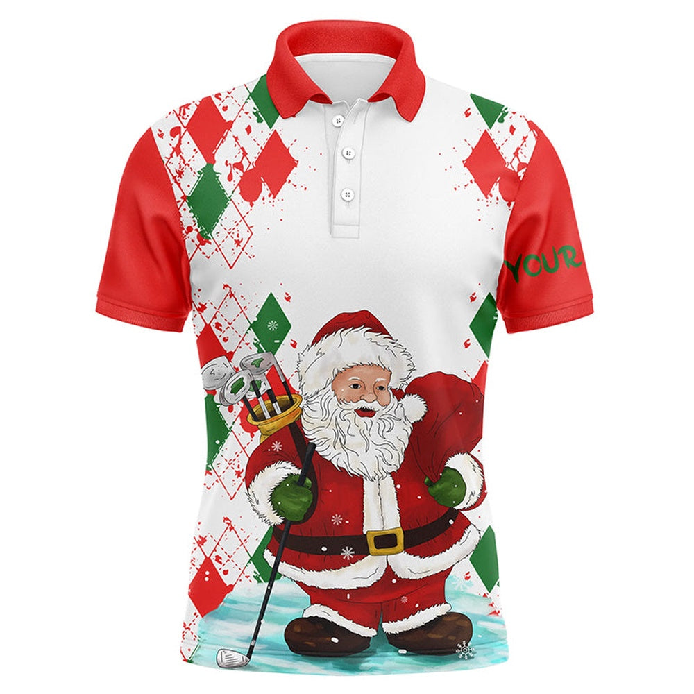 Golf Polo shirts, Mens Golf Polo Shirts Santa Golfer Custom Name Christmas Santa Golf, Christmas Gifts For Golf Lovers
