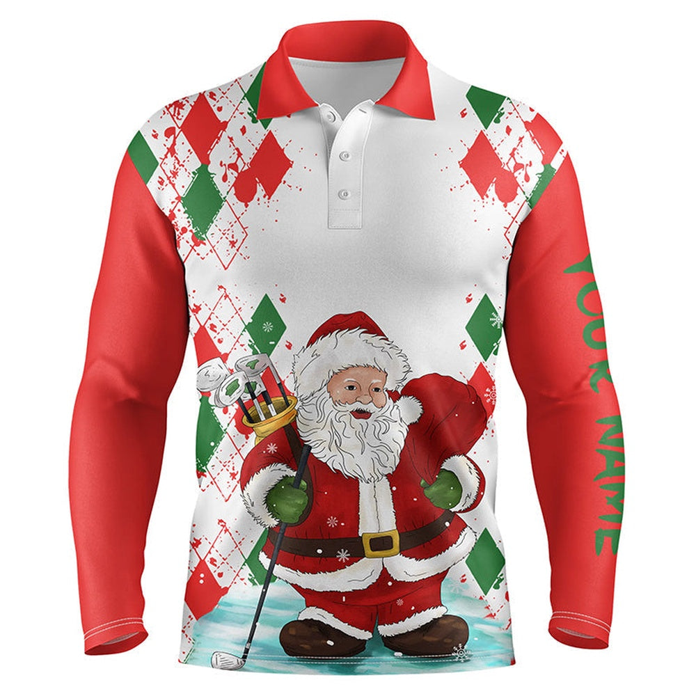 Golf Polo shirts, Mens Golf Polo Shirts Santa Golfer Custom Name Christmas Santa Golf, Christmas Gifts For Golf Lovers