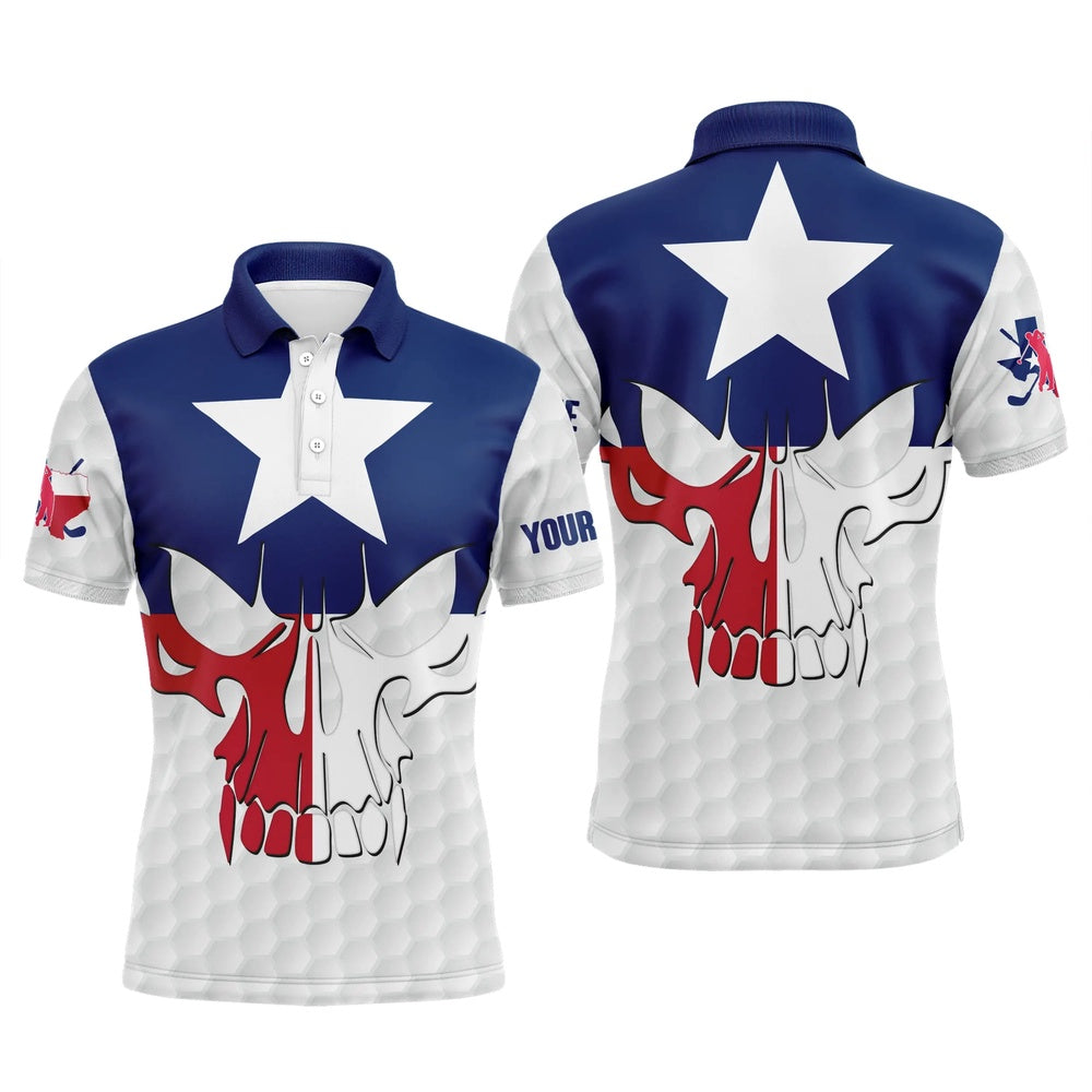 Golf Polo shirts, Mens Golf Polo Shirts Texas Flag Patriotic Custom Skull Golf Ball Shirts For Men, Best Mens Golf Wear