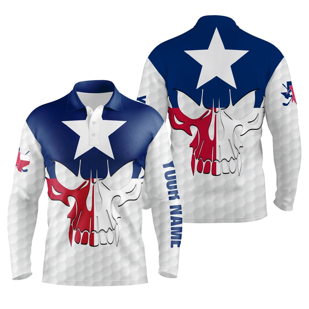 Golf Polo shirts, Mens Golf Polo Shirts Texas Flag Patriotic Custom Skull Golf Ball Shirts For Men, Best Mens Golf Wear
