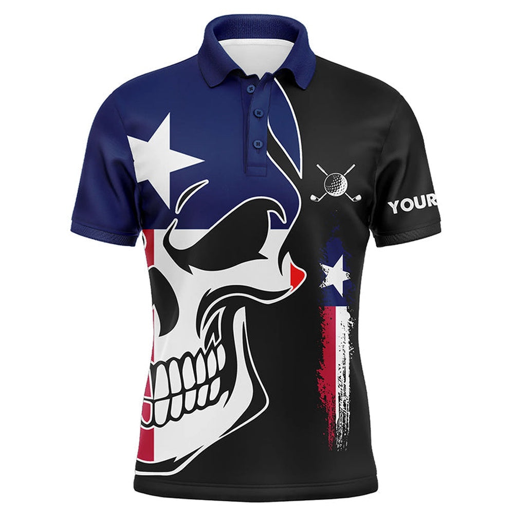 Golf Polo shirts, Mens Golf Polo Shirts Texas Flag Patriotic Custom Skull Golf Shirts For Men, Best Mens Golf Wear