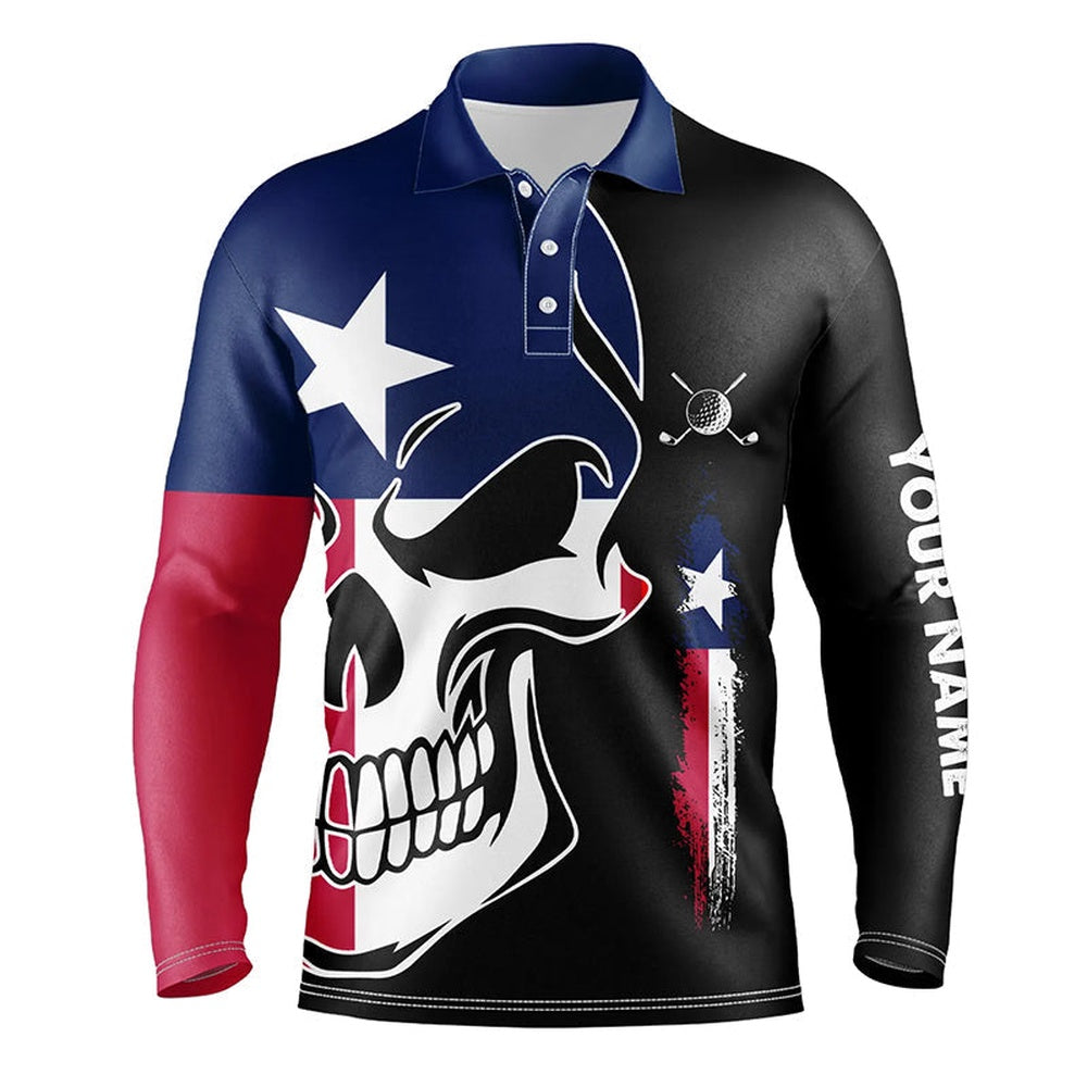 Golf Polo shirts, Mens Golf Polo Shirts Texas Flag Patriotic Custom Skull Golf Shirts For Men, Best Mens Golf Wear