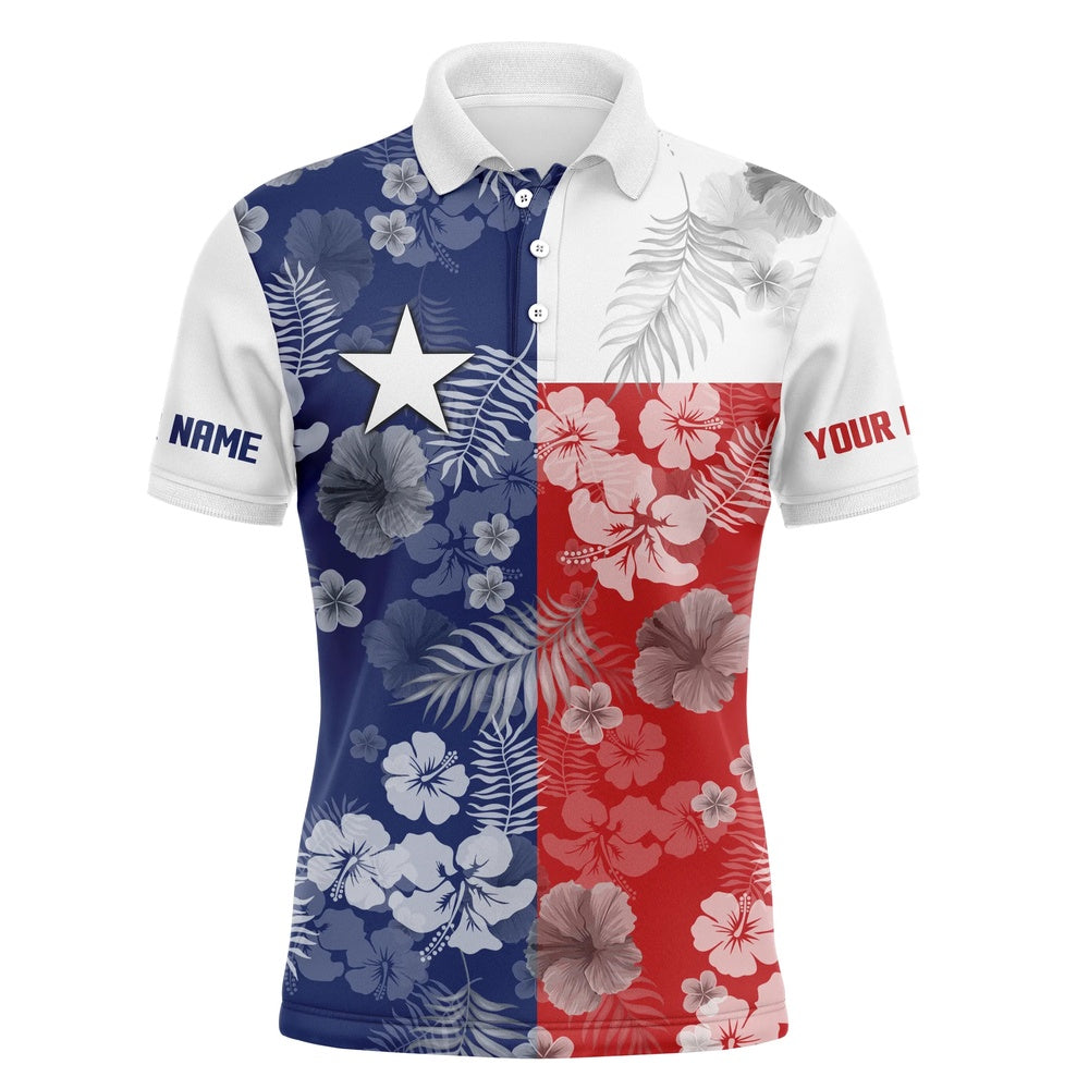 Golf Polo shirts, Mens Golf Polo Shirts Texas Flag Patriotic Tropical Floral Custom Name Team Golf Shirts For Men