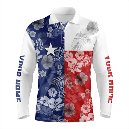 Golf Polo shirts, Mens Golf Polo Shirts Texas Flag Patriotic Tropical Floral Custom Name Team Golf Shirts For Men