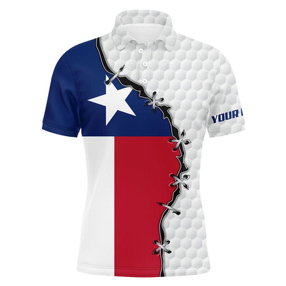 Golf Polo shirts, Mens Golf Polo Shirts Texas Flag White Golf Ball Skin Pattern Custom Patriot Team Golf Shirts