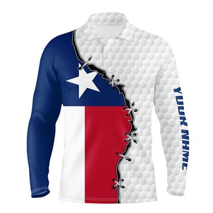 Golf Polo shirts, Mens Golf Polo Shirts Texas Flag White Golf Ball Skin Pattern Custom Patriot Team Golf Shirts