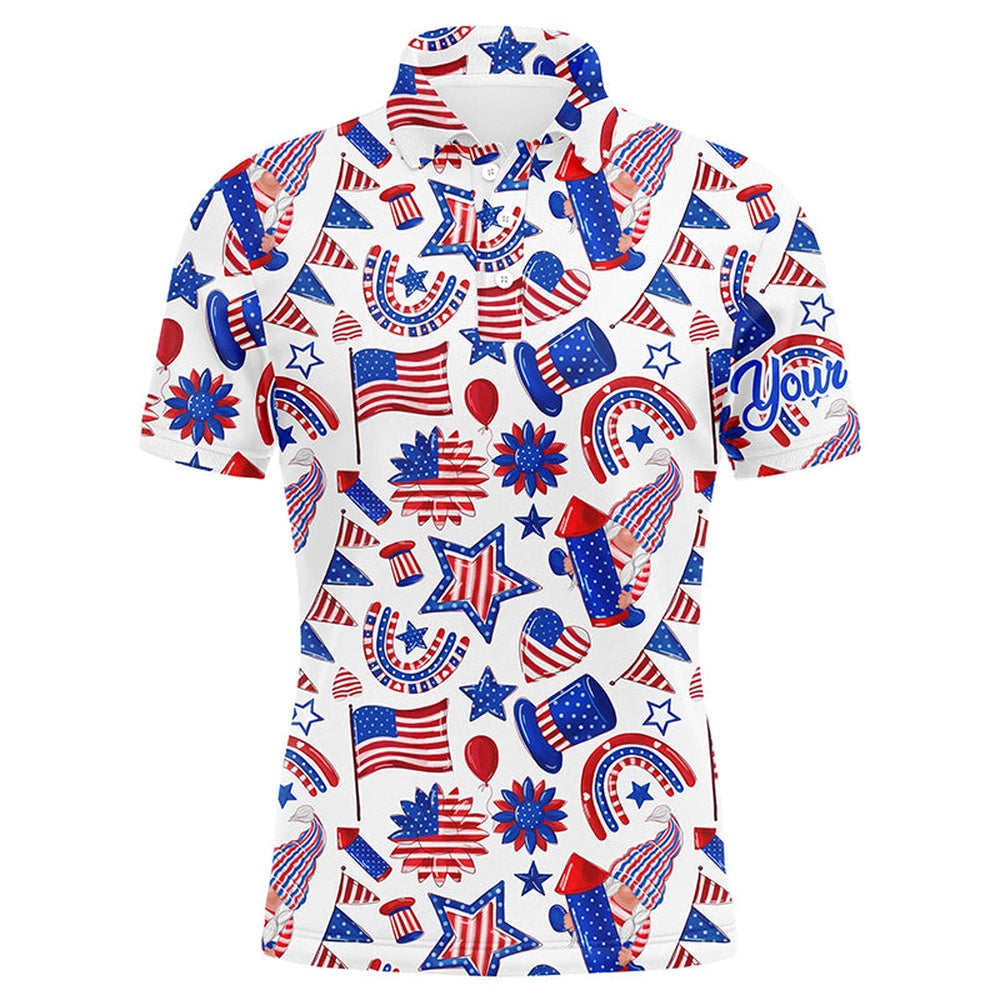 Golf Polo shirts, Mens Golf Polo Shirts Usa Independence Day Pattern Custom Patriot Team Golf Polo Shirts