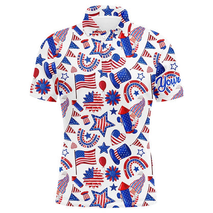 Golf Polo shirts, Mens Golf Polo Shirts Usa Independence Day Pattern Custom Patriot Team Golf Polo Shirts