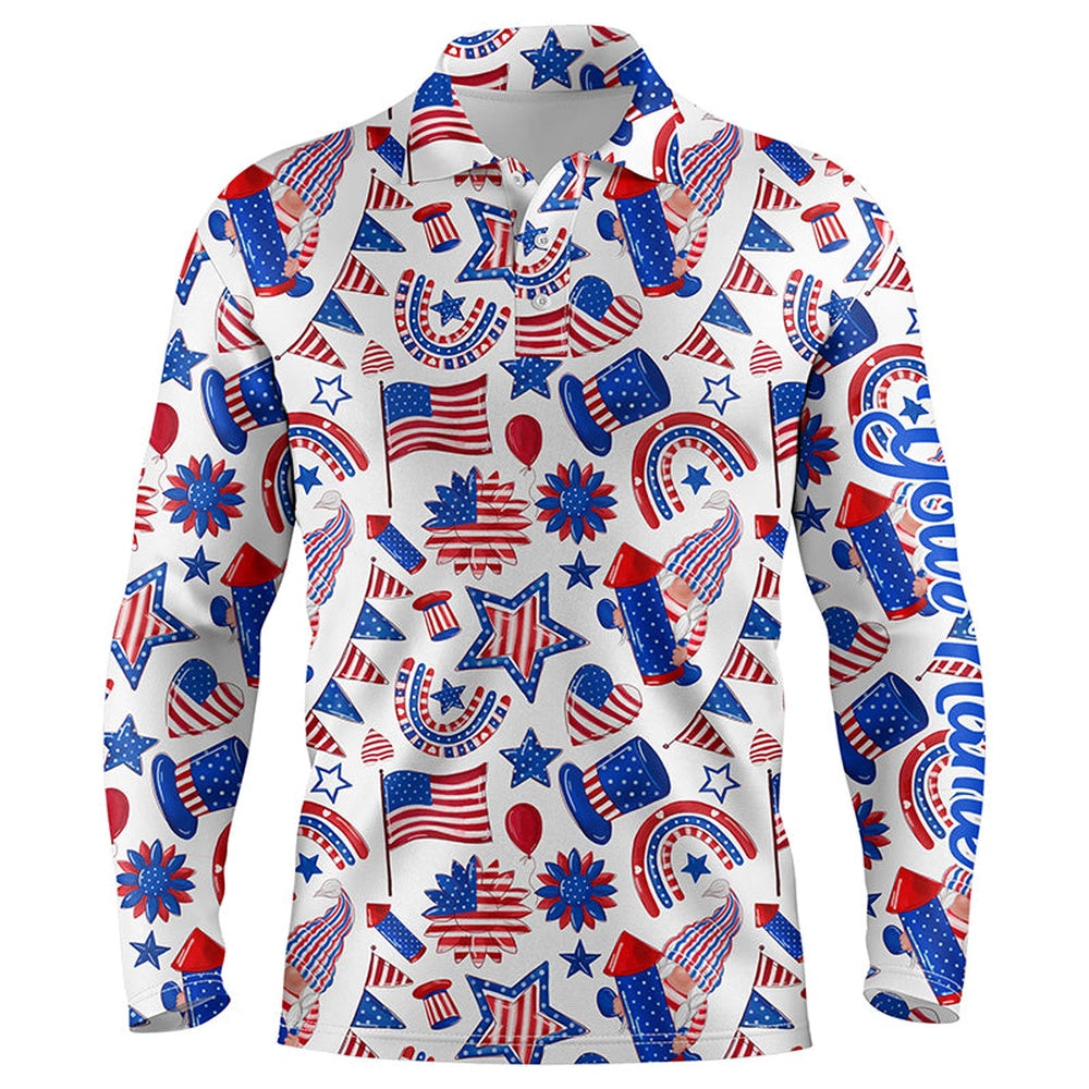 Golf Polo shirts, Mens Golf Polo Shirts Usa Independence Day Pattern Custom Patriot Team Golf Polo Shirts