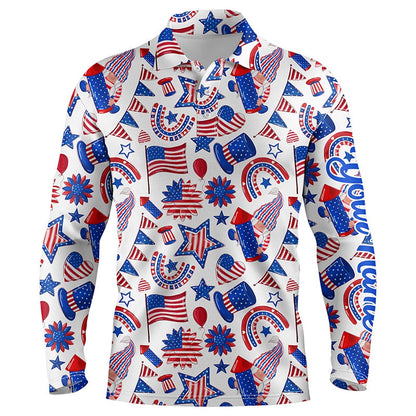 Golf Polo shirts, Mens Golf Polo Shirts Usa Independence Day Pattern Custom Patriot Team Golf Polo Shirts