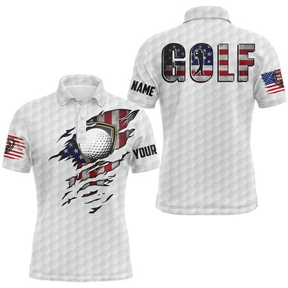 Golf Polo shirts, Mens Golf Polo Shirts Vintage American Flag Custom Team Golf Shirts, Patriot White Golf Tops