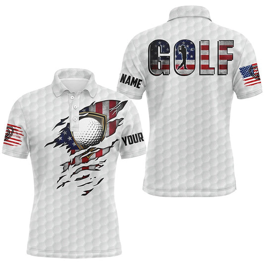 Golf Polo shirts, Mens Golf Polo Shirts Vintage American Flag Custom Team Golf Shirts, Patriot White Golf Tops