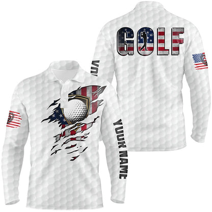 Golf Polo shirts, Mens Golf Polo Shirts Vintage American Flag Custom Team Golf Shirts, Patriot White Golf Tops