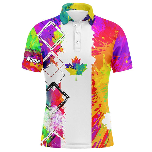 Golf Polo shirts, Mens Golf Polo Shirts Watercolor Canada Flag Patriot Custom Golf Shirts For Men, Gift For The Golfers