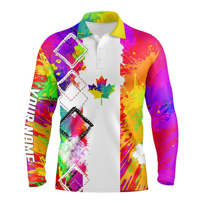 Golf Polo shirts, Mens Golf Polo Shirts Watercolor Canada Flag Patriot Custom Golf Shirts For Men, Gift For The Golfers