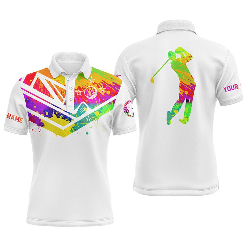 Golf Polo shirts, Mens Golf Polo Shirts Watercolor New Zealand Flag Custom Name White Golf Shirt