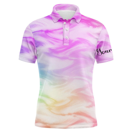 Golf Polo shirts, Mens Golf Polo Shirts With Colorful Watercolor Paint Custom Name Pattern Golf Shirt, Golfing Gift