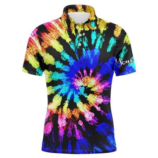 Golf Polo shirts, Mens Golf Polo Shirts With Tie Dye Pattern Custom Name Pattern Golf Shirt For Men, Golf Tops Mens