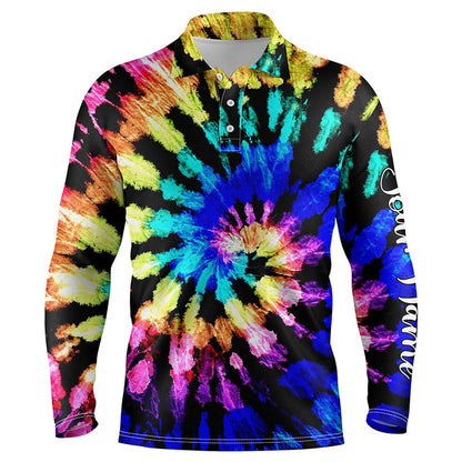 Golf Polo shirts, Mens Golf Polo Shirts With Tie Dye Pattern Custom Name Pattern Golf Shirt For Men, Golf Tops Mens