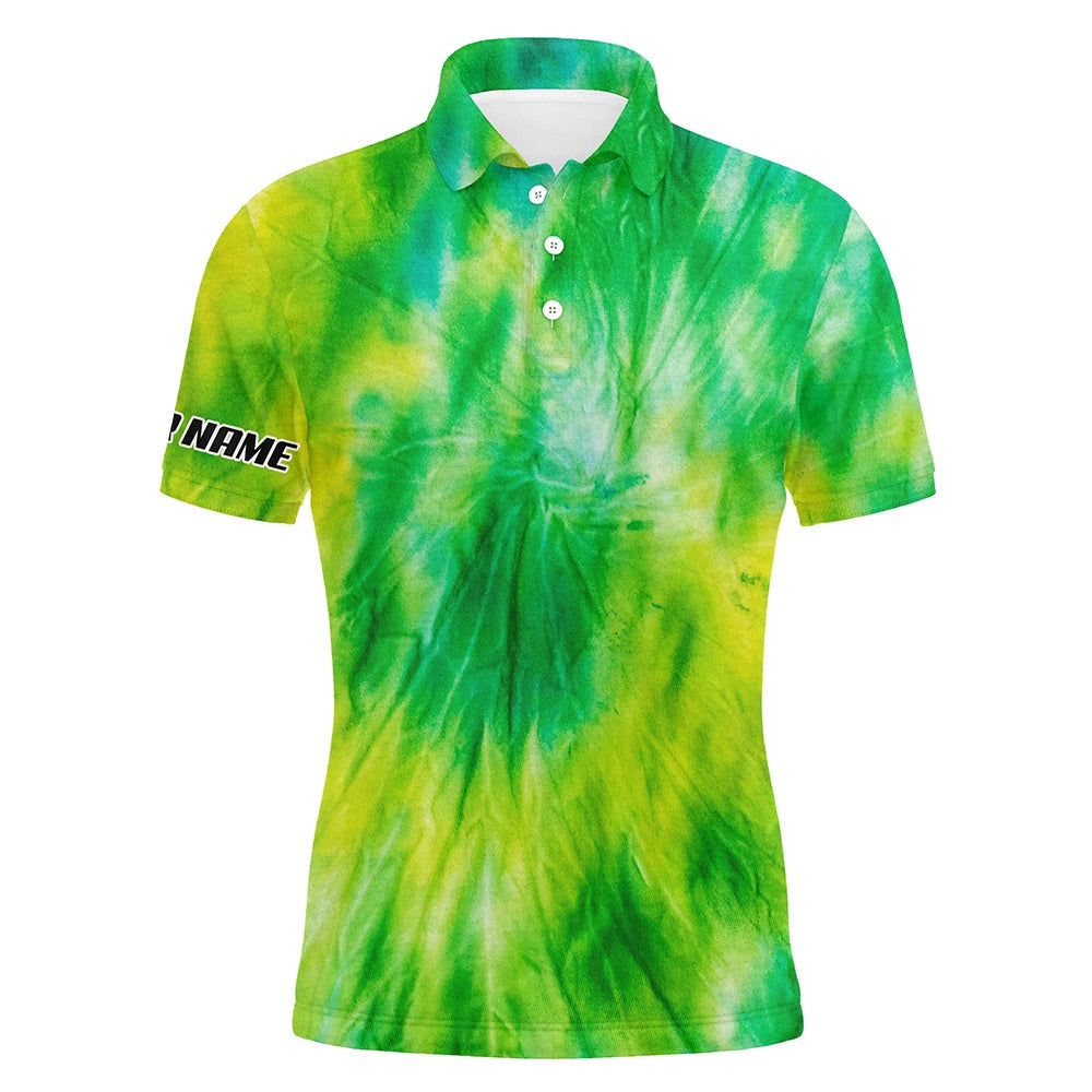 Golf Polo shirts, Mens Golf Polo Shirts Yellow Green Tie Dye Pattern Custom Pattern Golf Shirt For Men, Golf Tops Mens