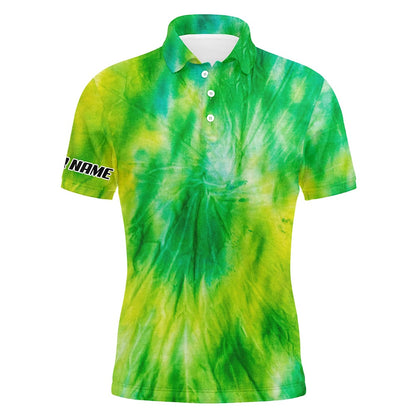 Golf Polo shirts, Mens Golf Polo Shirts Yellow Green Tie Dye Pattern Custom Pattern Golf Shirt For Men, Golf Tops Mens